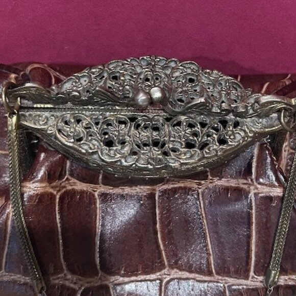 RIYADesign Victorian Hand Made Brown Crocodile Leather PURSE - Picture 6 of 11